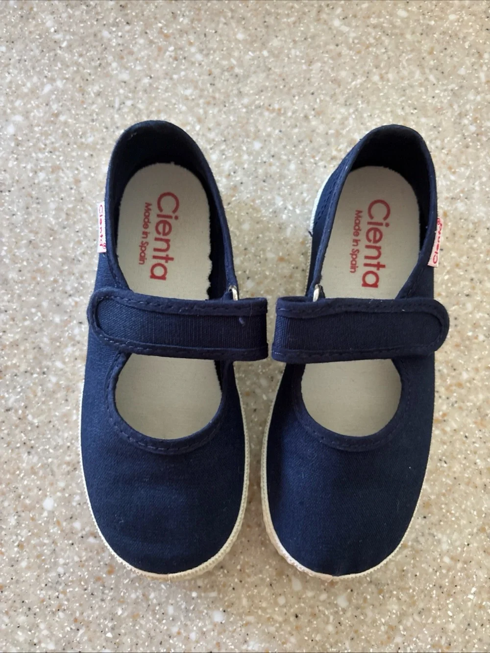 Cienta Navy Canvas Mary Jane Sneakers with Velcro Strap